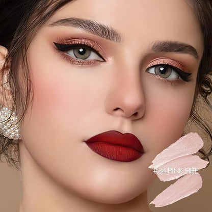 FOCALLURE Shimmer and Matte Cream Eyeshadow Stick,Smooth Brilliant Eye Brightener Pencil for Women,Long Lasting Waterproof Eye Shadow and Liners Makeup,PINK FIRE