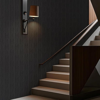 JiffDiff Wallpaper Peel and Stick Textured, 3D Black Embossed Wall Paper Stick on Wallpaper Modern Waterproof Self Adhesive Contact Paper(17.3" x 800")