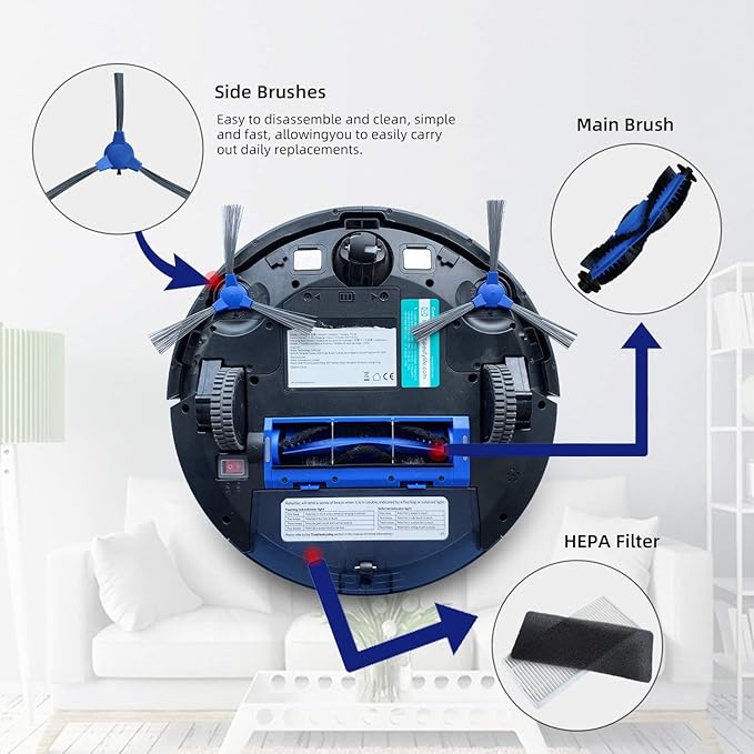 Spare Accessories Compatible with eufy 11S, 25C, 30C Slim Robotic Vacuum Cleaner NOT for Max/G/L Series Replacement Parts Include: 1 Roller Brush 6 Edge Brushes 6 Filter Foam Kit