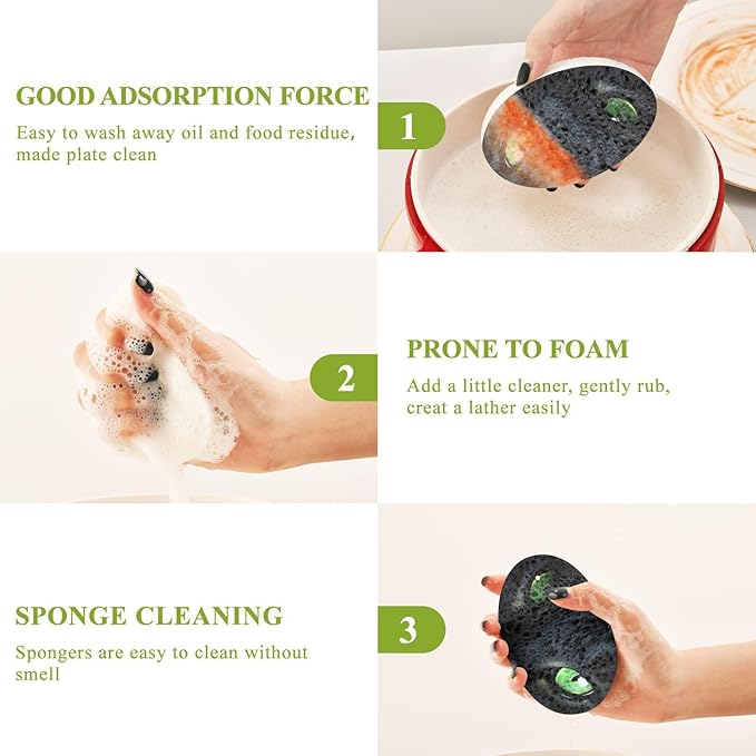 Dragon Eye Kitchen Scrub Sponges, Pop-up Kitchen Cleaning Sponges Reusable Dish Washing Sponges for Bathroom Household Cleaning 3 Pack - Non Scratch Scrubber