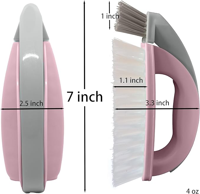Detachable Cleaning Brush Handheld Brush Gap Brush Stiff Heavy-Duty Scrub Brush for Tile,Carpet,Bathroom Tubs,Grout,Blinds,Carpet,Shoes,Kitchen Sink (Pink)