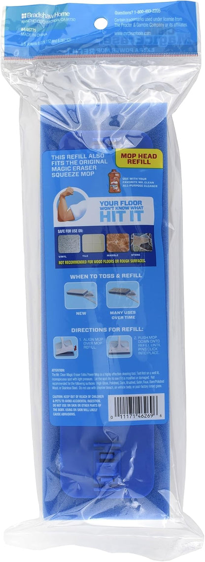 Mr. Clean Magic Eraser Extra Power Floor Mop Refill Head, White/Blue