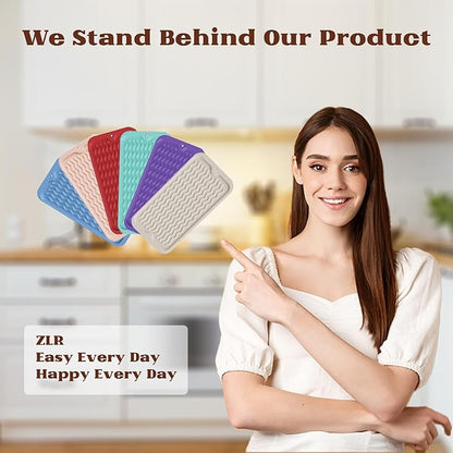 ZLR Silicone Sponge Holder & Sink Caddy Tray (6" x 12") - Narrow Dish Drying Mat for Kitchen Counter - Waterproof Soap Dispenser Organizer, Non-Slip Bathroom Vanity Tray (Midnight Blue)