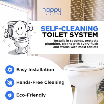 Happy Toilet Cleaner Deuce - Compatible w Kohler Toilets & Canister Flushing Systems - Automatic Toilet Bowl Cleaner - Easy to Install Toilet Tablet Holder, Self-Cleaning Toilet System
