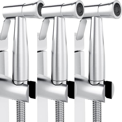 Purrfectzone 3 Pack Bidet Sprayer for Toilet, Handheld Kit, Easy-to-Install Toilet Shattaf Set, Hand Held Stainless Steel shower with Adjustable Flow, Cloth Diaper wash