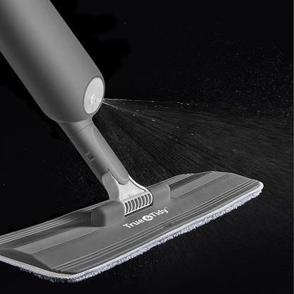 True & Tidy Spray Mop for Floor Cleaning Wet Spray Mop with 12 oz Refillable Bottle and 4 Washable Microfiber Pads Home or Commercial Use Dry Wet Flat Mop for Hardwood Laminate Wood Ceramic (Gray)