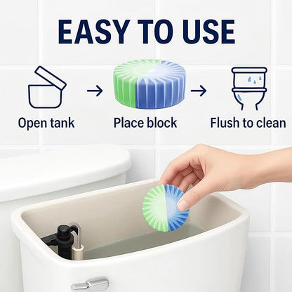 Automatic Toilet Bowl Cleaner Tablets, 10 Pack Long-Lasting Toilet Tank Cleaner for Bathroom, Blue Water Freshener, Prevents Stains & Odor, Safe for All Toilets - 10 Pack (Green+Blue)