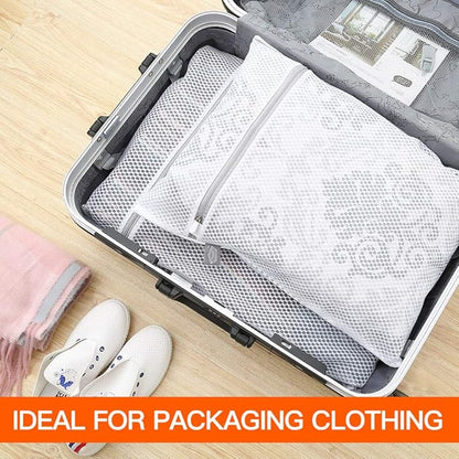 Kimmama Laundry Mesh Wash Bags, Lingerie Bags for Washing Delicates, Mesh Laundry Bags for Washing Machine, White Net, Orange Zipper, 1L & 1M
