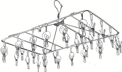 KK5 Stainless Steel Clothes Drying Racks Laundry Drip Hanger Laundry Clothesline Hanging Rack Metal Clothespins Rectangle for Drying Clothes, Towels, Underwear, Lingerie, Socks - 52Clips