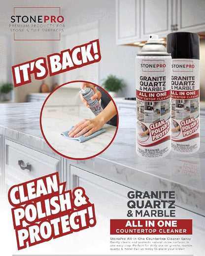 Stone Pro All-in-One Countertop Cleaner Spray - for Quartz, Granite, Marble & More!