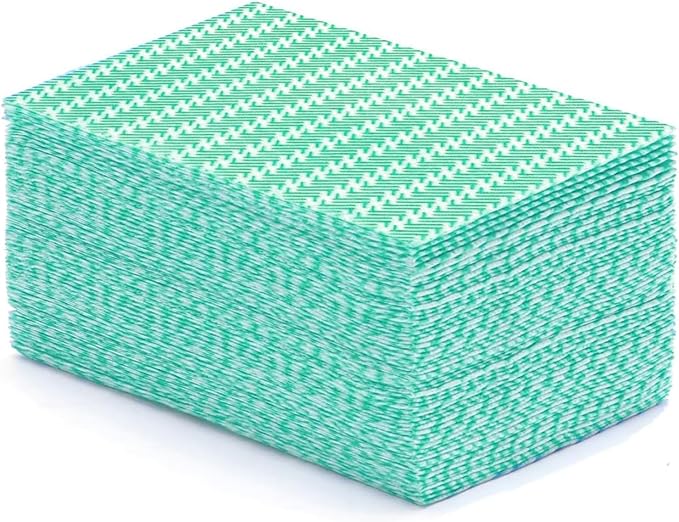 SUZZYVINE Handi Wipes Reusable Cloths Disposable Cleaning Towels Dry Kitchen Wipes Reusable Dish Towel Washcloths Dry Fast Multi-Purpose Heavy Duty Towels, Thick and Absorbnet 100 Count/Pack, Green
