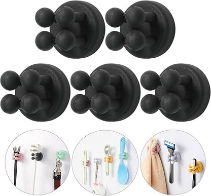 iBetterLife Razor Holder for Shower Hooks – 6Pcs Self Adhesive Wall Mounted Single Hook for Hanging Toothbrush, Functional Waterproof Utility Plug Holder for Bathroom Kitchen Living Room Office, Black