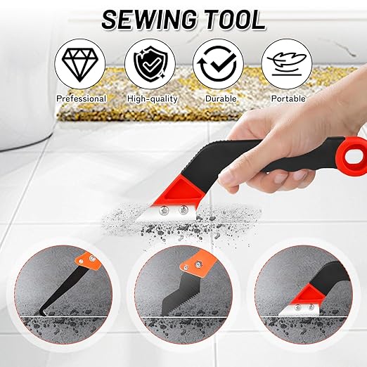 15pcs Grout Removal Tool with Upgraded Handle & 8 Blades Grout Saw Kit Effortless Tile Grout Cleaner for Bathroom, Shower, Floor Repair