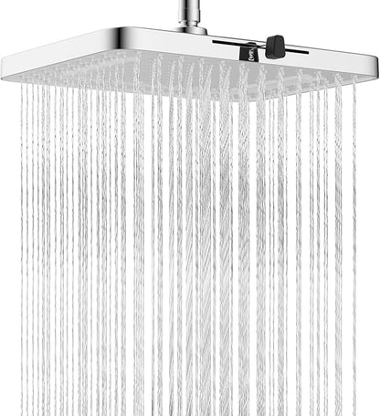 Hibbent 5 Spray Modes Shower Head, 13'' High Pressure Rain Shower Head, Large Rainfall Showerhead for Bathroom, High Flow Waterfall Fixed Showerheads with Adjustable Swivel Ball Joint, Silver