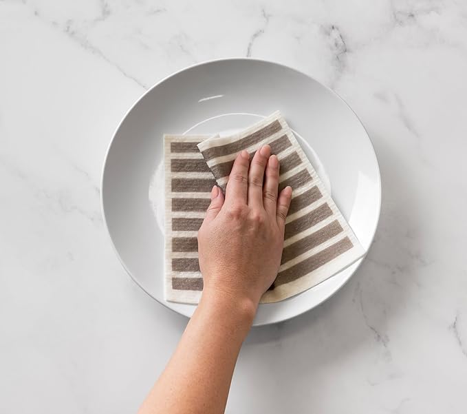Martha Stewart Swedish Kitchen Absorbent Sponge Dish Cloths, Stripes, 8 Count