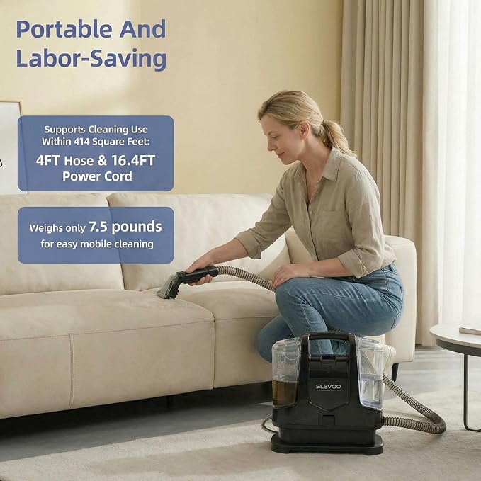 400W Powerful Portable Carpet & Upholstery Spot Cleaner Machine, Free Cleaning solution Included, Strong Power Suction With Tools For Pets, Area Rugs And Couches