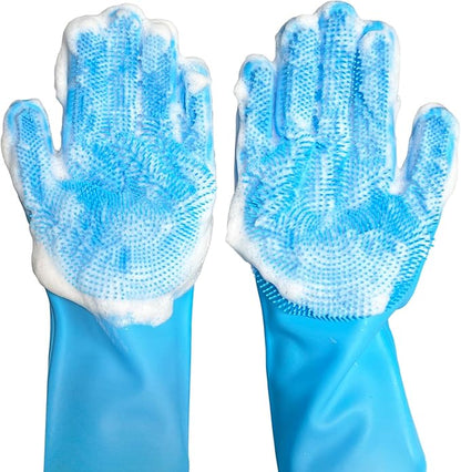 Silicone Magic Gloves : Ultimate Cleaning Gloves for Dishwashing, Kitchen, Pet, and Car