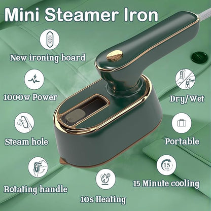 Travel Steamer Iron for Clothes Mini - Portable Ironing Machine Travel Small Size Portable Steamer Travel College Dorm Home Essentials (Green)