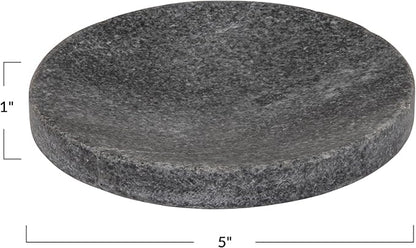 Creative Co-Op Marble Round Soapdish, Grey