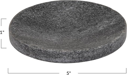Creative Co-Op Marble Round Soapdish, Grey