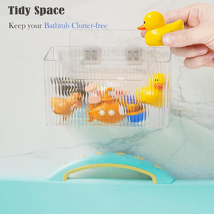 Lae Nuvole Set Of 2 Cabinet Door Organizer Wall Mounted Shower Basket, Shower Caddy Stackable Plastic Adhesive Organizer for Bathroom, Kitchen, Cabinet, Pantry, Makeup, BPA Free, Clear