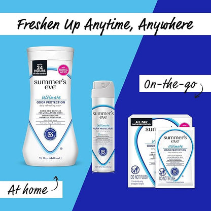 Summer's Eve Ultimate Odor Control Daily Feminine Spray with Talc-Free, Odor-Reducing and Moisture-Absorbing Formula, 2 Oz