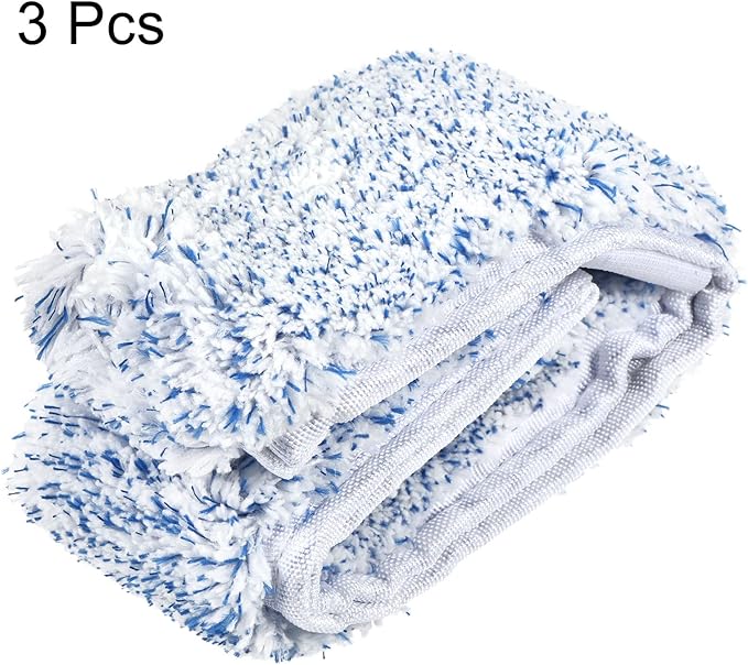 MECCANIXITY Microfiber Scrubber Replacement Head for Window, Glass, Marble Wall, Home, Bathroom, Blue Pack of 3