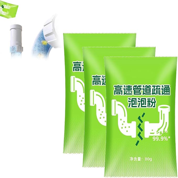 Powerful Pipe Dredging Agent, Powerful Pipeline Dredging Powder, Sink And Drain Cleaner Powder, Drain Clog Remover Agent, Multi-Functional Pipe Unclogging For Kitchen Toilet Bathroom (3PC)