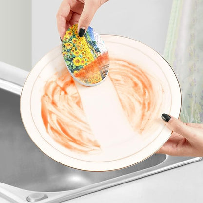 Sunflower Kitchen Scrub Sponges, Pop-up Kitchen Cleaning Sponges Reusable Dish Washing Sponges for Bathroom Household Cleaning 3 Pack - Non Scratch Scrubber