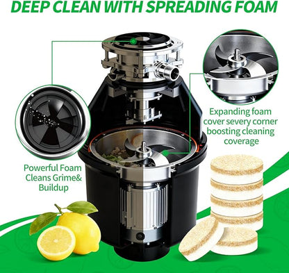 15g Extra Large Garbage Disposal Cleaner & Deodorizer Tablets - 24-Pack Foaming Tablets, Long-Lasting Lemon Scent - Deep Clean Kitchen Sink Disposer,Dissolve Grease & Odors - 1 Year Supply