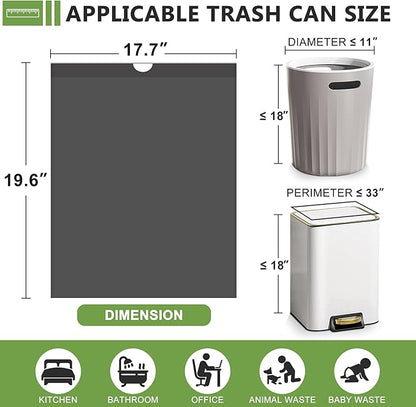 231 Count-Small Trash Bags,4 Gallon Trash Bag Drawstring,Bathroom Garbage Bags,Tear-Free Garbage Bags,Plastic Wastebasket Liners for Toilet Home Office and Bedroom(Black）