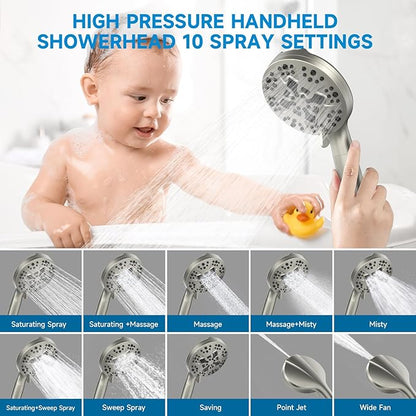 Shower Heads With Handheld Spray Combo,6" High Pressure Rain Shower Head with Filters,5" Handheld Filtered Shower Head,Dual Shower Head Set With 69" Stainless Steel Shower Hose
