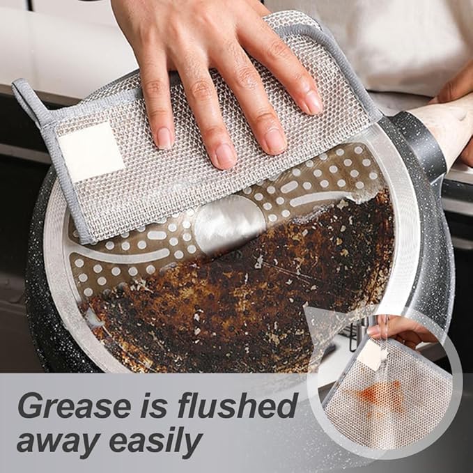 2025 New Multipurpose Wire Dishwashing Rags for Wet and Dry, Metal Scrubbing Pads Sponge Cloths Towels Clean, Non-Scratch Wire Dishcloth for Home Kitchen Dishes, Sinks (10 Pcs)