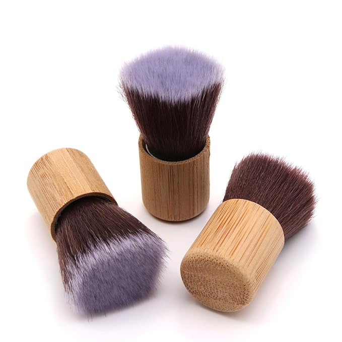 3Pcs Portable Short Handle Nail Arts Dust Brush Nail Dust Cleaning Brush Manicure Brush Nail Art Tools Nail Art Brush with Bamboo Handle for Cleaning Fingernails