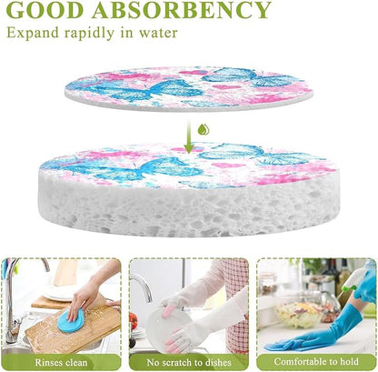 Butterfly Kitchen Scrub Sponges, Pop-up Kitchen Cleaning Sponges Reusable Dish Washing Sponges for Bathroom Household Cleaning 3 Pack - Non Scratch Scrubber