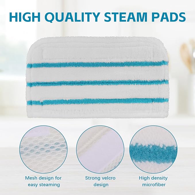 Steam Mop Pads Compatible with Black+Decker Steam Mop SM1600, SM1610, SM1620, HSM13E1, HSMC1300FX, HSMC1321, HSMC1361SG SMP20 - Washable Pads Replacement for Floor Cleaning - 12Pack