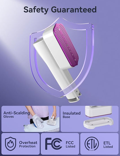 Travel Steamer for Clothes with 100 ml Water Tanks,15s Fast Heat-up,24 g/min Strong Steam Performance, Portable Garment Steamer with Touch Control, LED Display, Steam Iron(Ivory white)