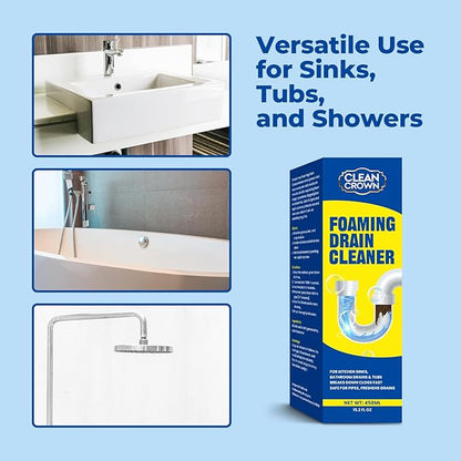 Foaming Drain Cleaner, Drain Cleaner Foam, Powerful Sink Drains Cleaners Foam for Kitchen, Bathroom, Shower and Tub Drains, Clog Remover & Odor Eliminator with Active Foaming Formula