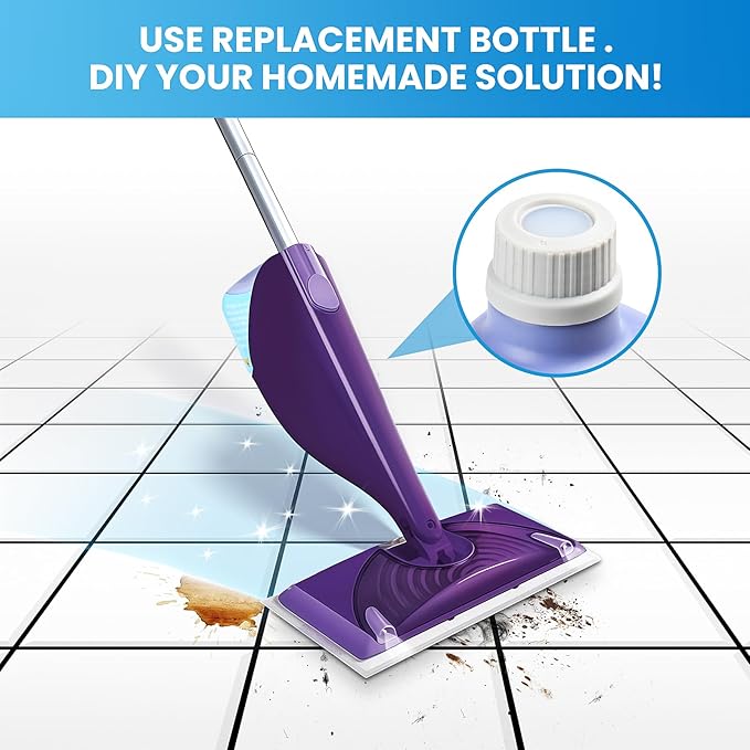 Bisenkud Refillable Bottle for Swiffer® Wet Jet™ Mop - 500ml /17 FL OZ - Leak-Proof HDPE Solution Bottle, Empty，Not for Power mop