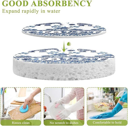Elephant Kitchen Scrub Sponges, Pop-up Kitchen Cleaning Sponges Reusable Dish Washing Sponges for Bathroom Household Cleaning 3 Pack - Non Scratch Scrubber