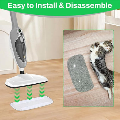 6 Pack Steam Mop Pads Compatible with GorFanty GF-6610B/GF-6610, Neugo NE033/NE033M & Mxnsewr Series, Floor Steamer Pads, Washable Reusable Microfiber Cleaner Pads