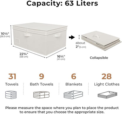 GRANNY SAYS Fabric Storage Bins with Lids, Decorative Storage Boxes, Closet Basket for Shelves, Extra Large Storage Bins for Clothes, Toy Storage Chest, Ivory, 2-Pack