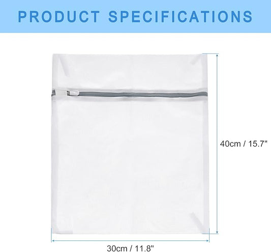uxcell Mesh Laundry Bags, 5Pcs 11.8"x15.7" Mesh Wash Bag Fine Net Travel Storage Organize Bag with Zipper for Delicate Clothing Laundry Stocking, Gray