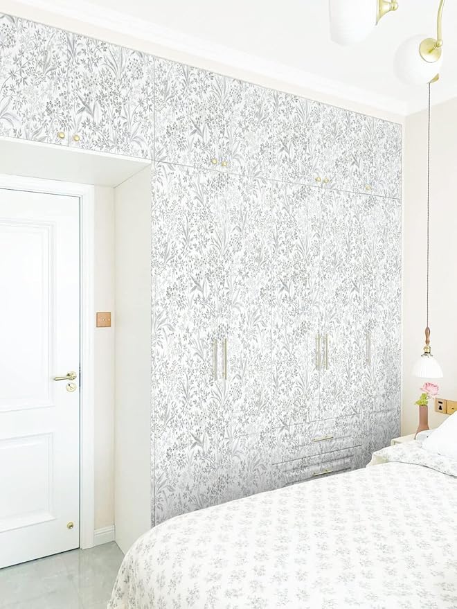 Heroad Leaf Peel and Stick Wallpaper Boho Floral Contact Paper for Cabinets Waterproof Drawer Liner Decoration Wall Paper Self Adhesive Leaves Wallpaper for Bedroom Removable 15.5''x118''