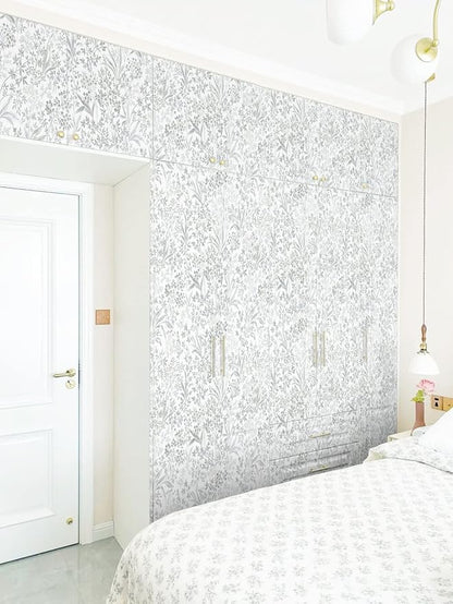 Heroad Leaf Peel and Stick Wallpaper Boho Floral Contact Paper for Cabinets Waterproof Drawer Liner Decoration Wall Paper Self Adhesive Leaves Wallpaper for Bedroom Removable 15.5''x118''