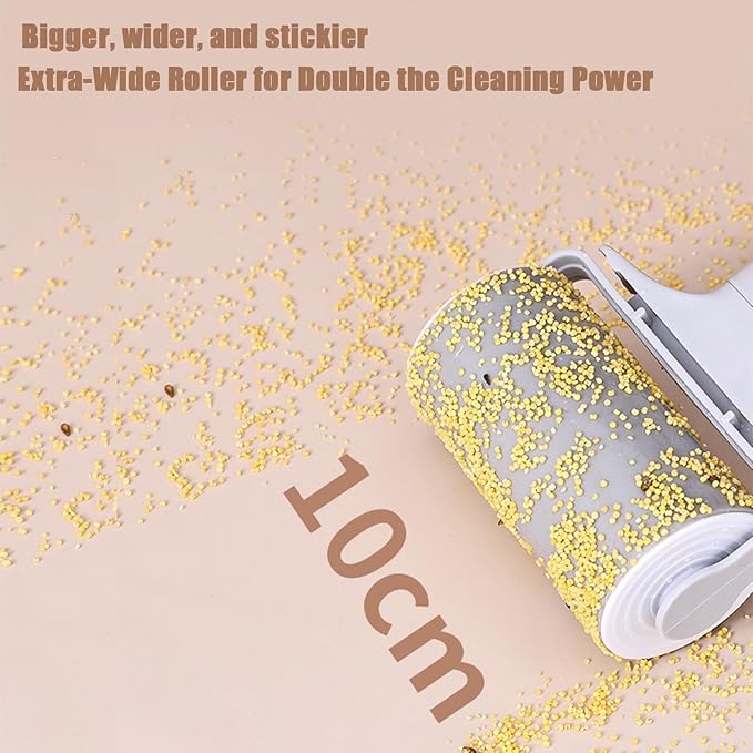 Reusable Lint Roller 2 Pack, Washable Sticky Lint Roller with Cover for Pet Hair, Portable Travel Lint Remover for Clothes, Purse, Furniture, Car, Large Mini Lint Brush for Home and Travel (White)