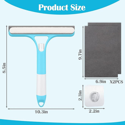 XANGNIER Window Cleaner Tool Kit,2026 3 in 1 Window Cleaning Scraper with Spray,Thickened Magic Cleaning Cloth,Window Scrubber Cleaning Squeegee for Glass,Mirror,Shower Doors,Car Windshields(Blue)
