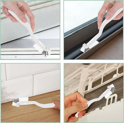 2Pcs Small Scrub Brushes, Kitchen Scrub Brush with Handle, Right Angle Cleaning Brush, Stiff Bristle Brush for Clean Dish Sink Bathroom Window Track Household Edge Corner Crevice Tile Floor