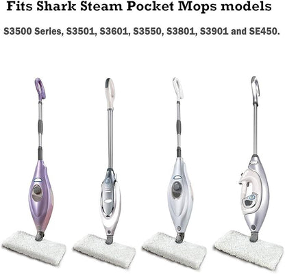 4 Pack Steam Mop Replacement Pads Compatible with Shark Steam Pocket Mop S3500 Series (S3501, S3601, S3550, S3901, SE450), Reusable Washable Microfiber Steam Mop Pads for Sealed Hard Floors