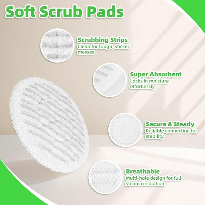4 PACK Upgraded Steam Mop Replacement Pads for Shark Steam and Scrub Mop S8201 S8001 S8002 S7201 S7001 Series, Short Bristle Cleaning Brushes and Soft Scrub Pads for Deep Clean Home Hard Floors